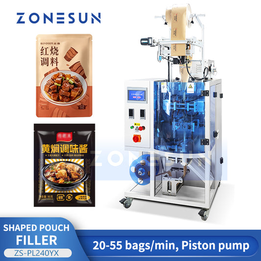 ZONESUN ZS-PL240YX Automatic Shaped Pouch Filling, Sealing, and Cutting Machine for Liquids