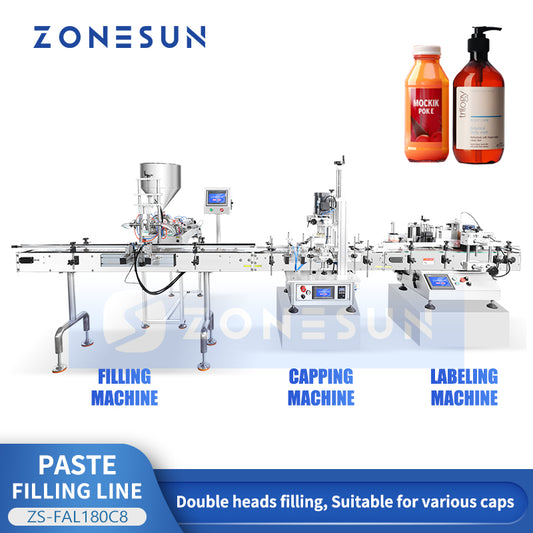 ZONESUN ZS-FAL180C8 Desktop Paste 2 Nozzles Filling Capping and Labeling Machine