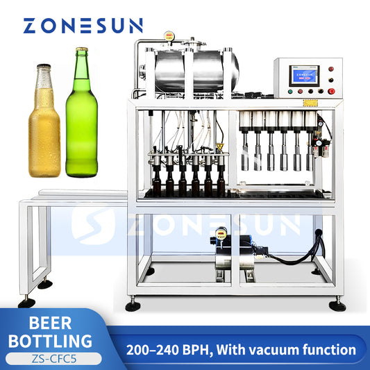 ZONESUN ZS-CFC5 Semi-Automatic Beer Bottle Filling and Capping Machine for Small Breweries
