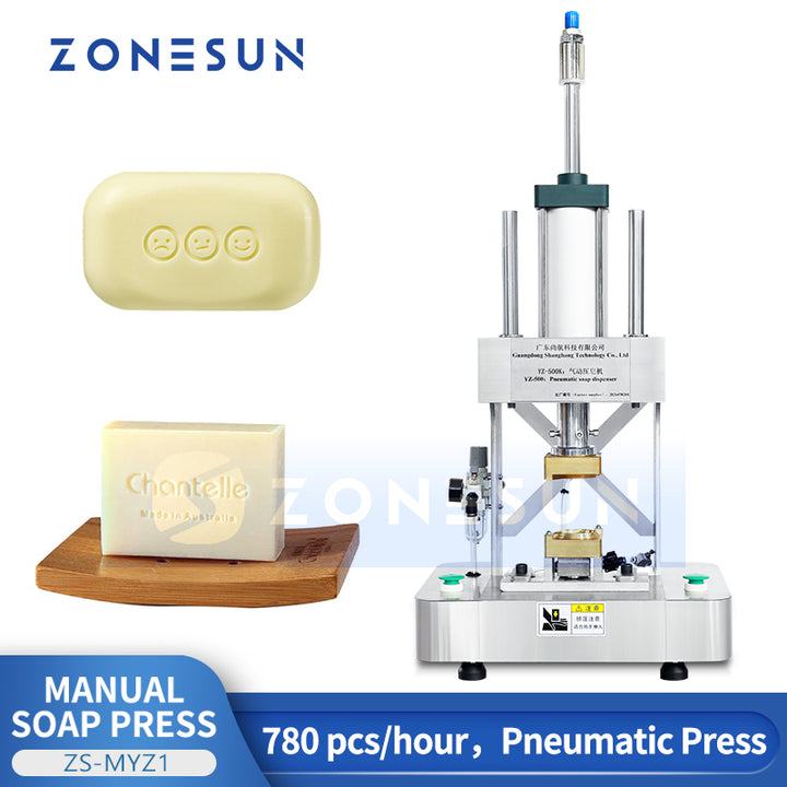 ZONESUN ZS-MYZ1 Pneumatic Soap Press Stamping Machine with Custom Molds