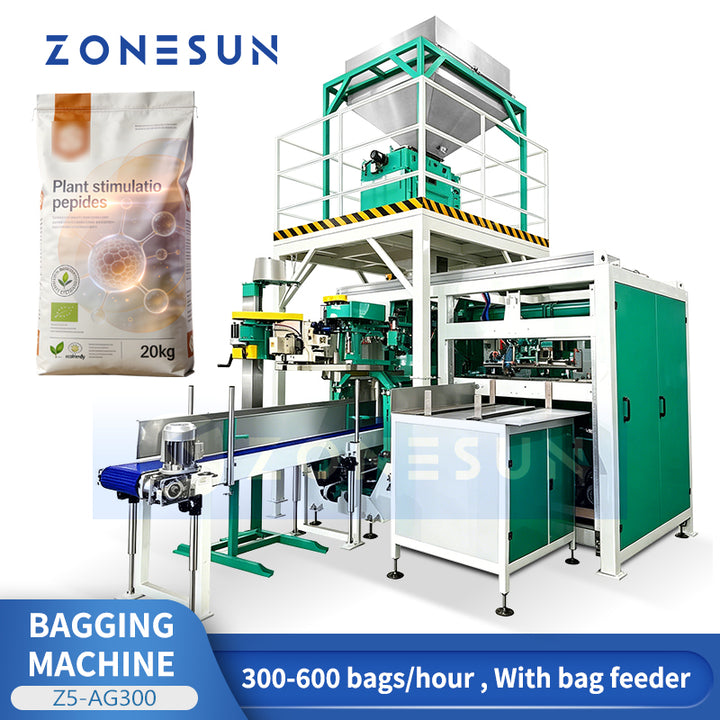 ZONESUN ZS-AG300 Fully Automatic Bulk Material Bagging Machine 5-50kg for Feed Pellets Granule