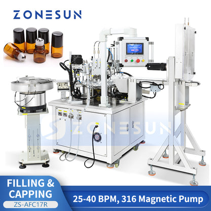 ZONESUN ZS-AFC17R Auto Roller Ball Bottle Filling Capping Machine for Perfume & Essential Oils