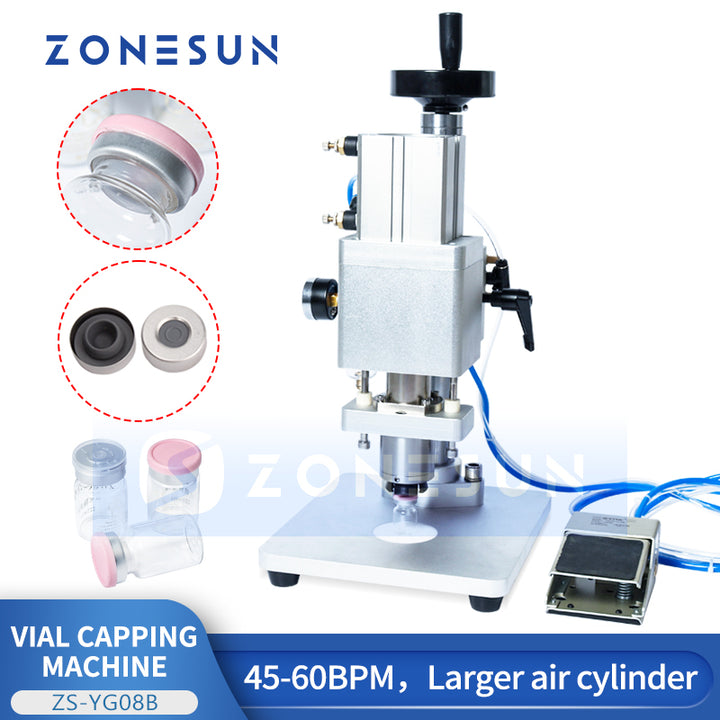 ZONESUN ZS-YG08B 13/20mm Pneumatic Aluminum Plastic Penicillin Capping Machine