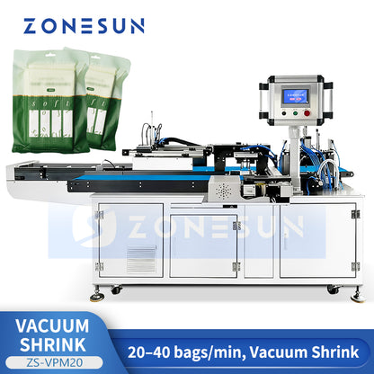 ZONESUN ZS-VPM20 Fully Automatic Vacuum Shrink Packaging Machine for Preformed Bags and Pouches