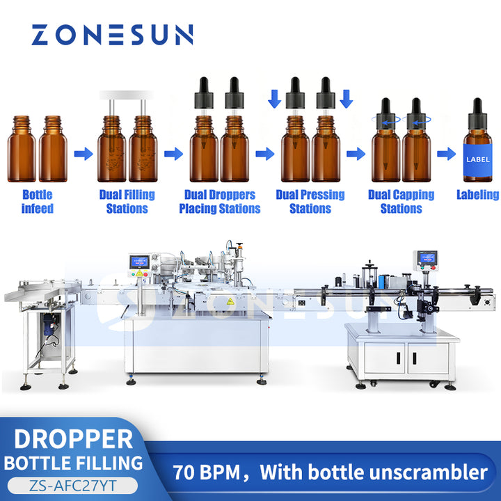ZONESUN ZS-FAL180YT Automatic Dropper Bottle Filling Capping Labeling Machine
