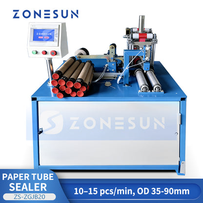 ZONESUN ZS-ZGJB20 Automatic Paper Tube Top Film and Tape Sealing Machine for Packaging Lines