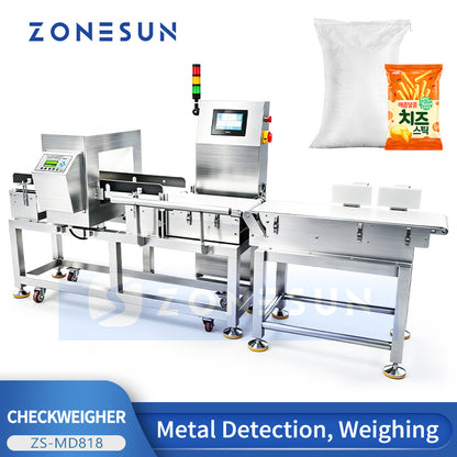 ZONESUN ZS-MD818 Button-Type Automatic Metal Detector and Checkweigher with Reject System