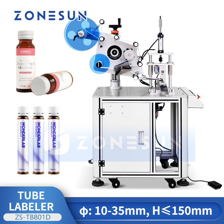 ZONESUN ZS-TB801D Semi-automatic Tube  Lip Balm Sprayer Mist Wrap Around Labeling Machine