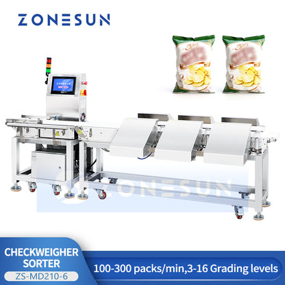 ZONESUN ZS-MD210-6: High-Speed Multi-Grade Dynamic Checkweigher for Automatic Weight Sorting