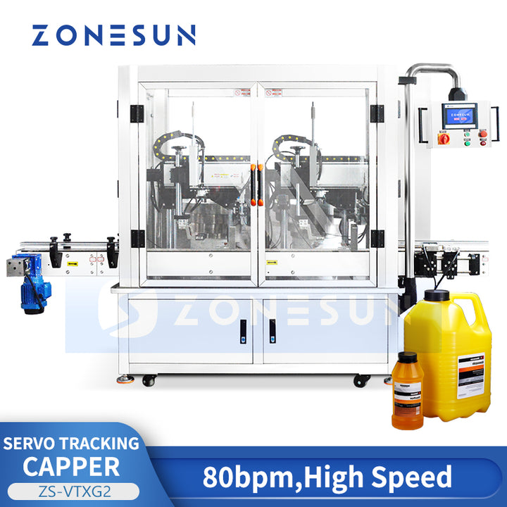 ZONESUN ZS-VTXG2 Automatic Dual-Head Continuous Motion Tracking Capping Machine