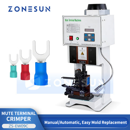 Ultra-Quiet: ZONESUN ZS-EW09C Semi-Auto Mute Terminal Crimping Machine for Wire Harness Processing
