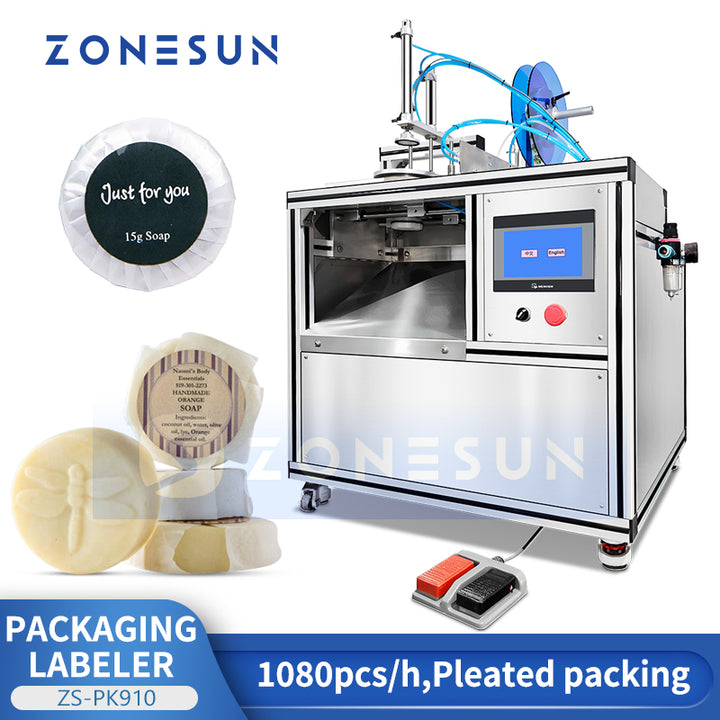 ZONESUN ZS-PK910 Automatic Pleated Soap Wrapping and Labeling Machine