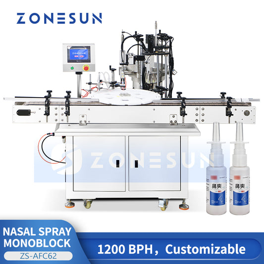 ZONESUN ZS-AFC62: Automatic Nasal Spray Filling & Capping Machine for Pharma & Medical Liquids
