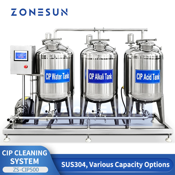 ZONESUN ZS-CIP500 Series Automatic 3-Tank Clean-in-Place CIP System for Brewing Beverage