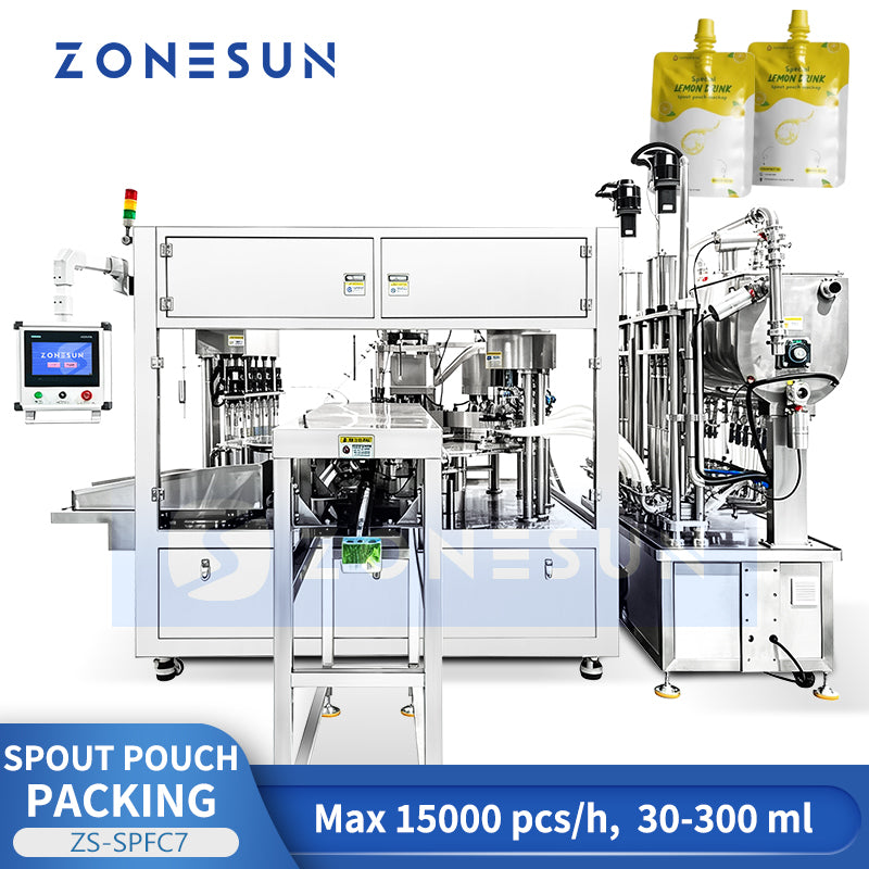 Mass Production: ZONESUN ZS-SPFC7 12-Head Rotary Automatic Spout Pouch Filling & Capping Machine