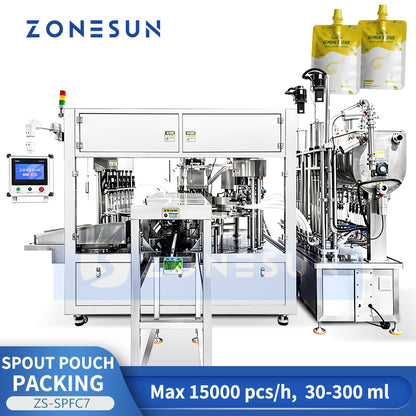 Mass Production: ZONESUN ZS-SPFC7 12-Head Rotary Automatic Spout Pouch Filling & Capping Machine