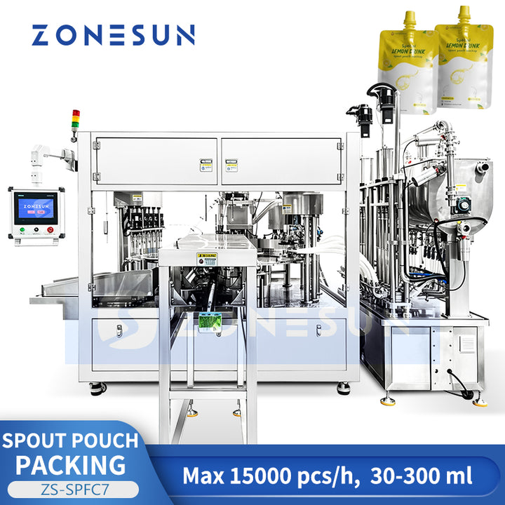 ZONESUN ZS-SPFC7 12-Nozzle Automatic Rotary Spout Pouch Filling Capping Machine