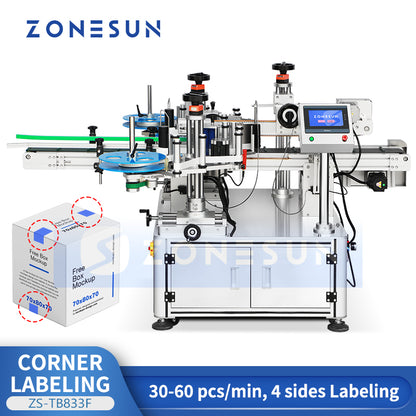 ZONESUN ZS-TB833F Automatic Four-Corner Tamper-Evident Labeling Machine for Cosmetic Boxes
