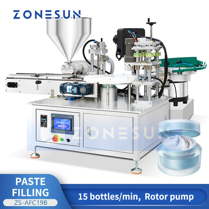 High Precision:ZONESUN ZS-AFC19B Rotor Pump Paste Filling and Capping Machine for Cosmetic Cream&Gel