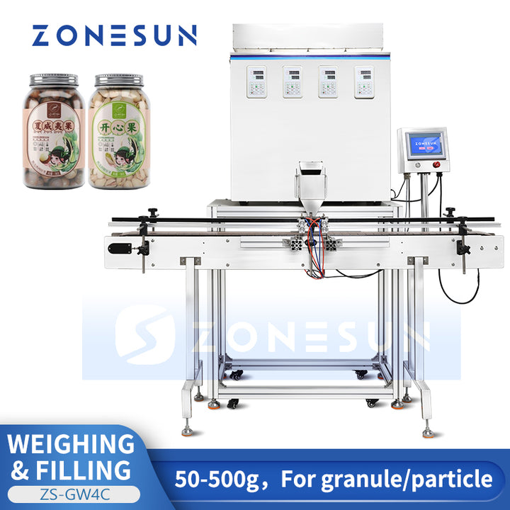 ZONESUN ZS-GW4C Automatic Granule Packing Machine Digital Control Particle Filler Vibratory Filler