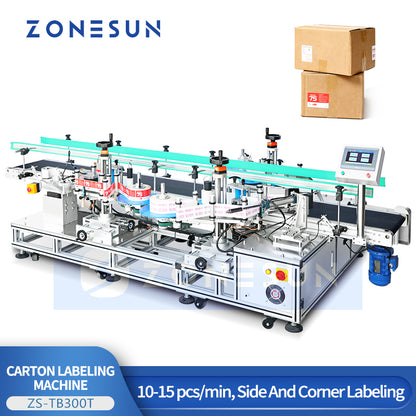 ZONESUN ZS-TB300T Automatic Self-Adhesive Carton Side Corner Labeling Machine