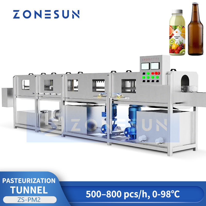 ZONESUN ZS-PM2 Tunnel Pasteurizer Machine for Bottled and Canned Beverage Sterilization