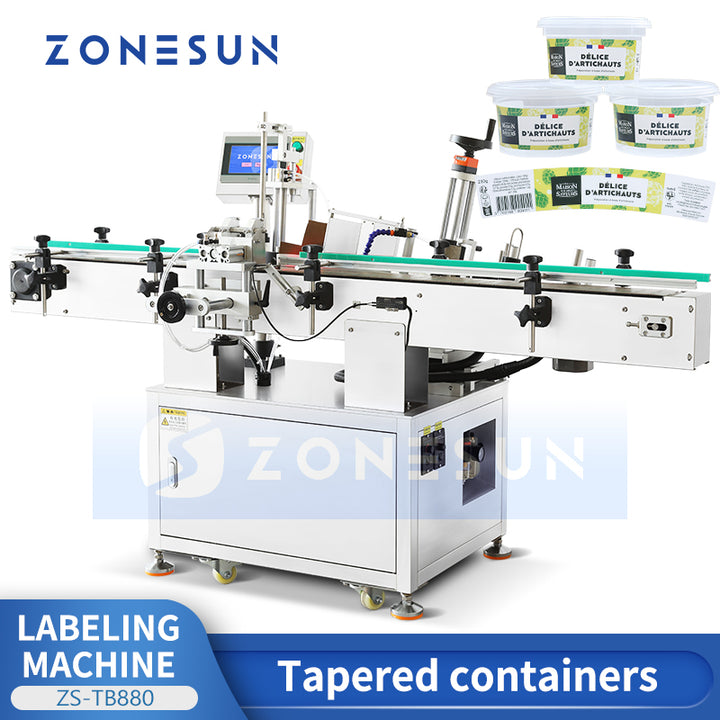 ZONESUN Automatic Tapered Label Applicator Bottle Labeling Machine Conical Container ZS-TB880