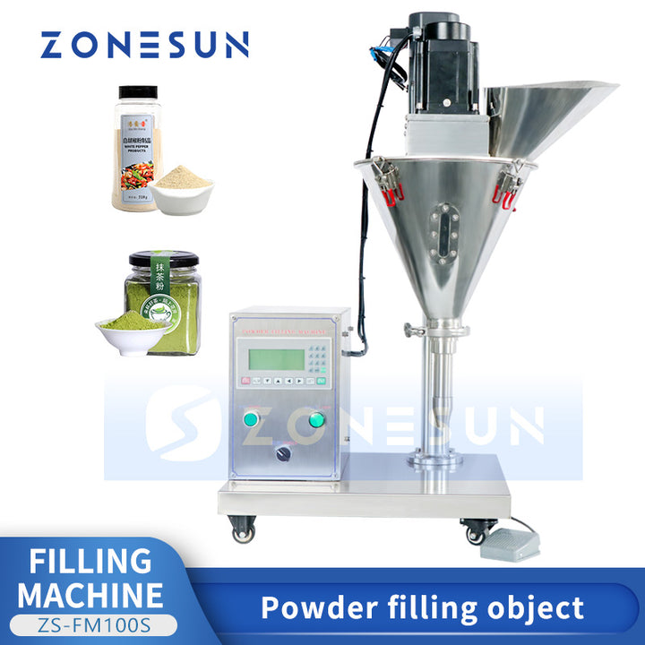 ZONESUN ZS-FM100S Semi-automatic Dry Powder Filling Machine for Bottles & Jars