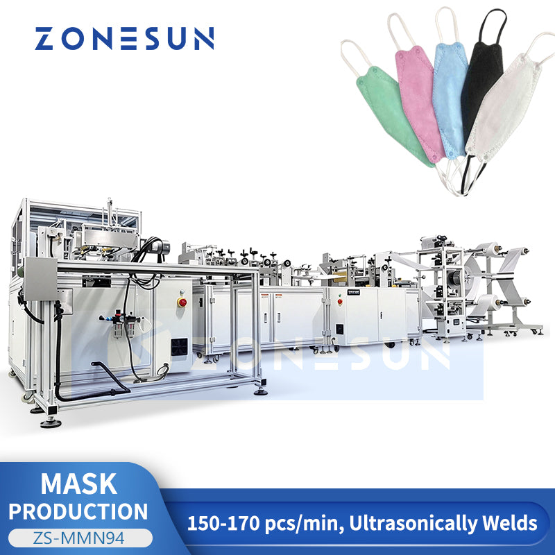ZONESUN ZS-MMN94 Automatic KF94 Face Mask Making Production Machine with Ultrasonic Welding