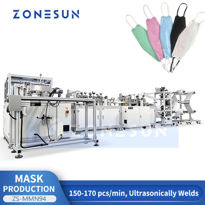 ZONESUN ZS-MMN94 Automatic KF94 Face Mask Making Production Machine with Ultrasonic Welding