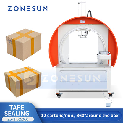 Efficient Packing: ZONESUN ZS-TFX6060 Ring-Type Automatic Carton Box Tape Sealing Machine