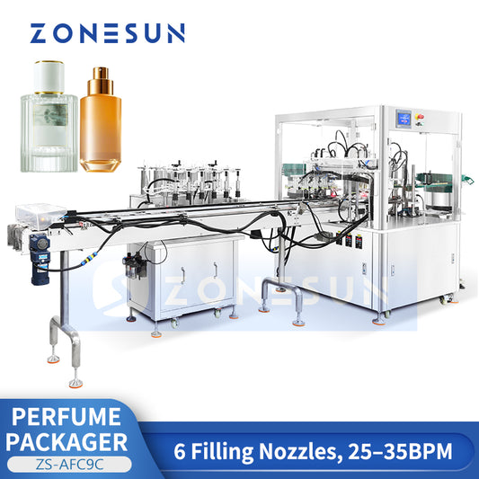 ZONESUN ZS-AFC9C Fully Automatic Perfume Filling, Pump Head Placing, and Capping Production Line