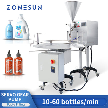 ZONESUN ZS-VTRP1 Servo Motor Gear Pump Paste Filling Machine with Unscrambler