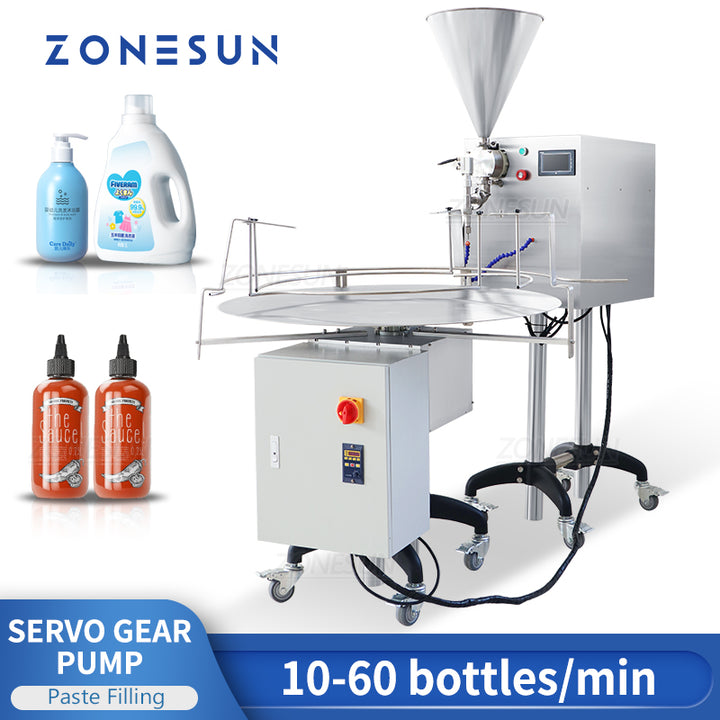 ZONESUN ZS-VTRP1 Servo Motor Gear Pump Paste Filling Machine with Unscrambler