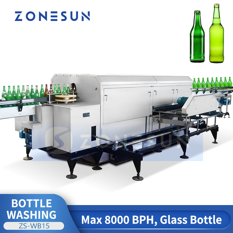ZONESUN ZS-WB15 Automatic Beer Bottle Washing Machine for Glass Bottle Cleaning and Recycling