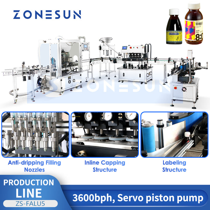 ZONESUN ZS-FALU5 Automatic Syrup and Liquid Food Bottling Line