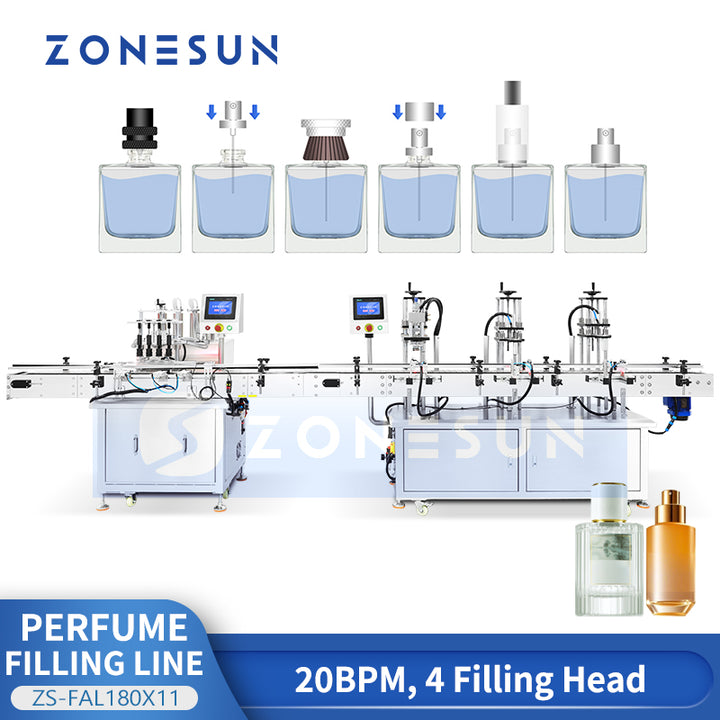ZONESUN ZS-FAL180X11 Automatic Perfume Bottle Vacuum Filling & Crimping Production Line