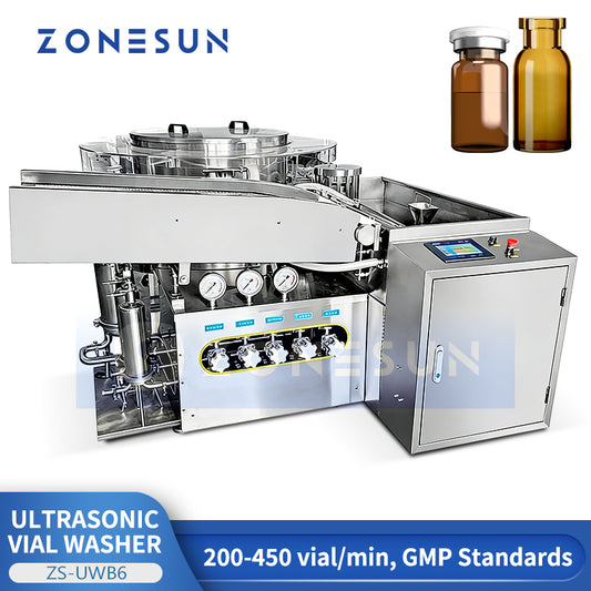 ZONESUN ZS-UWB6: Automatic Ultrasonic Vial Washing Machine for Pharmaceutical & laboratory Use (GMP)