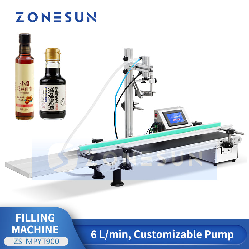 ZONESUN ZS-MPYT900 Compact Tabletop Magnetic Pump Liquid Filling Machine with Pneumatic Diving Nozzle