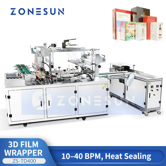 ZONESUN ZS-TD400 High-Speed Cellophane Wrapping Machine for Cosmetic, Pharmaceutical, and Gift Boxes