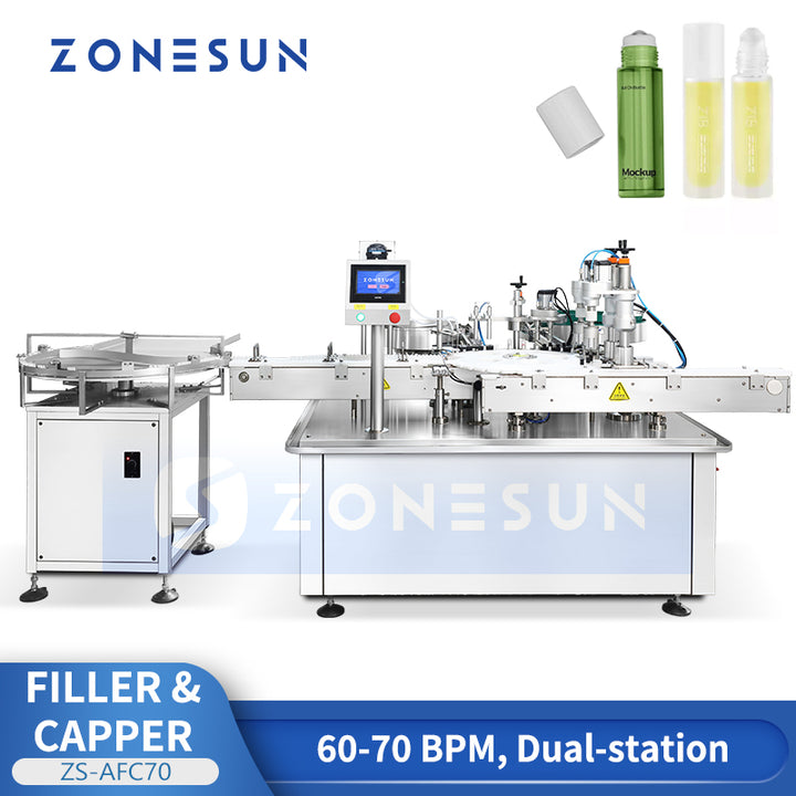 ZONESUN ZS-AFC70 Automatic Roller-on Ball Bottle Filling Capping Machine