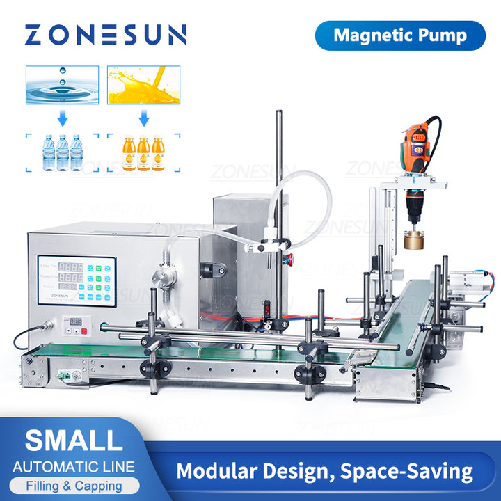 ZONESUN ZS-MPXG1 Small Automatic Magnetic Pump Liquid Filling and Capping Machine