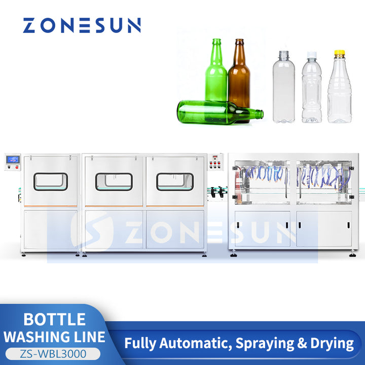 ZONESUN ZS-WBL3000 Automatic Tunnel Bottle Washing and Drying Line