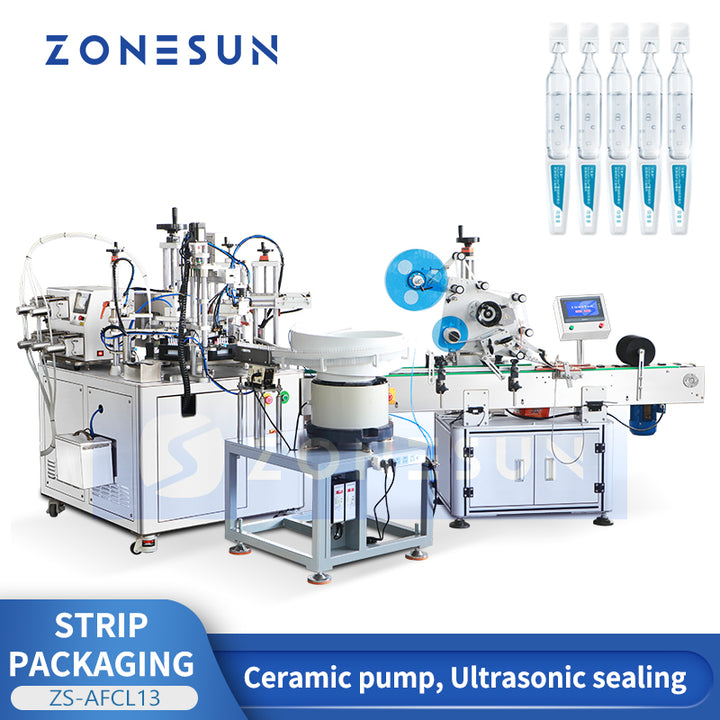 ZONESUN ZS-AFCL13 Automatic Ampoule Strip Filling Sealing Machine with Labeling Machine