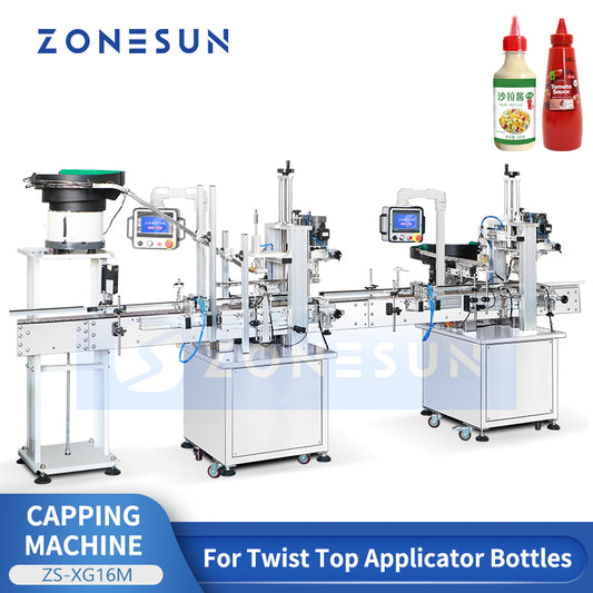ZONESUN ZS-XG16M Automatic Screw Capper Machine for Nozzle Tip Bottles Honey Sauce
