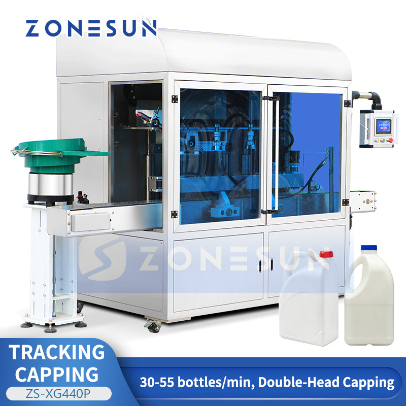 ZONESUN ZS-XG440P Automatic Double-Head High-Speed Tracking Capping Machine for Continuous Capping