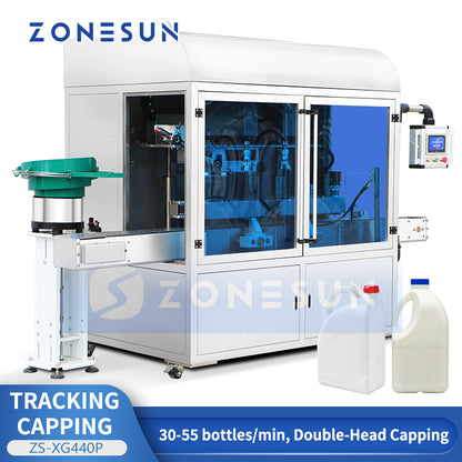 ZONESUN ZS-XG440P Automatic Double-Head High-Speed Tracking Capping Machine for Continuous Capping