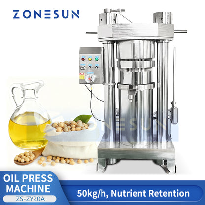 ZONESUN ZS-ZY20A Automatic Hydraulic Oil Press Machine for Olive, Peanut, Coconut & Seed Oils
