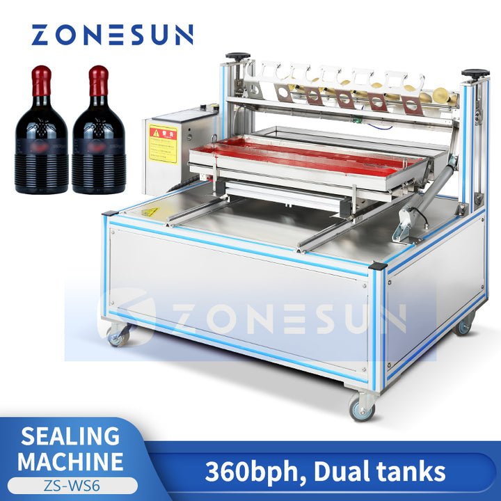 ZONESUN ZS-WS6 Semi-Automatic 6 Heads Wine Bottles Dipping Wax Sealing Machine