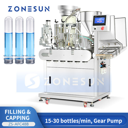 ZONESUN ZS-AFC48B Automatic Round Bottle Gear Pump Filling and Capping Machine